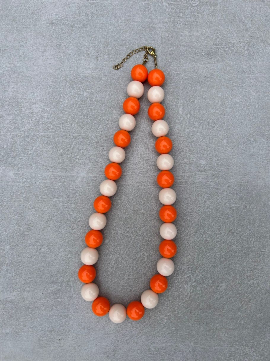 Candy ketting S 14mm- combi oranje/beige pink €12,50 Candy ketting S 14mm- combi oranje/beige pink