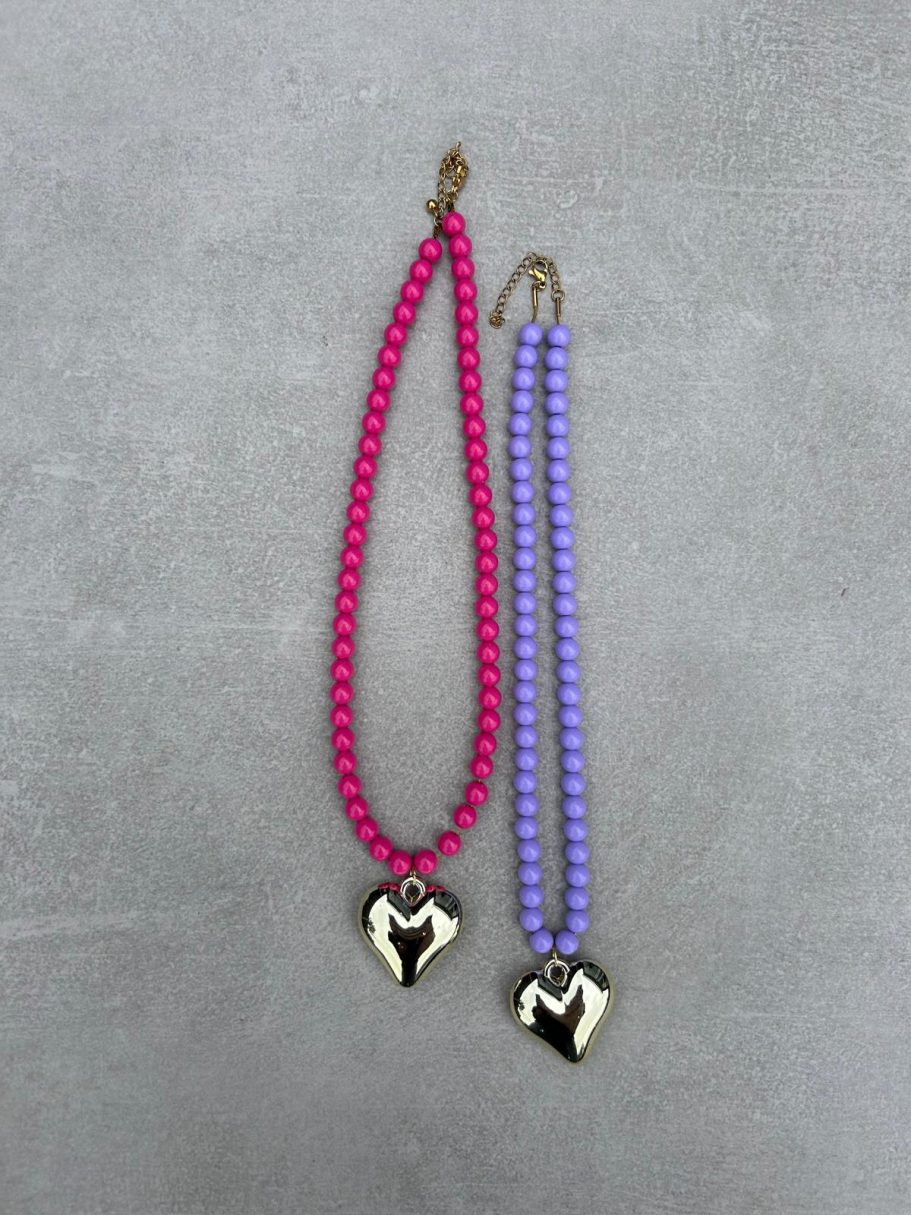 Kettingen basic 8mm - roze/lila €12,50,- Kettingen basic 8mm - roze/lila