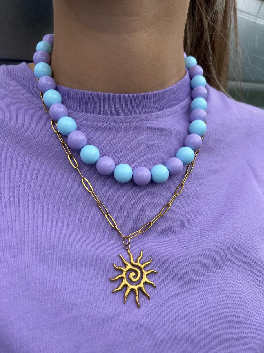 Candy ketting S 14mm- combi blauw €12,50 Candy ketting S 14mm- combi blauw