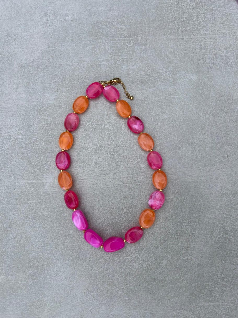 Ketting maan - roze/oranje €12,50 Ketting maan roze/oranje